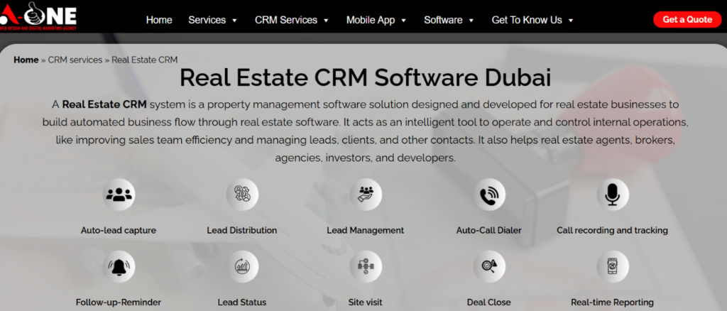 A One Real estate crm Software dubai
