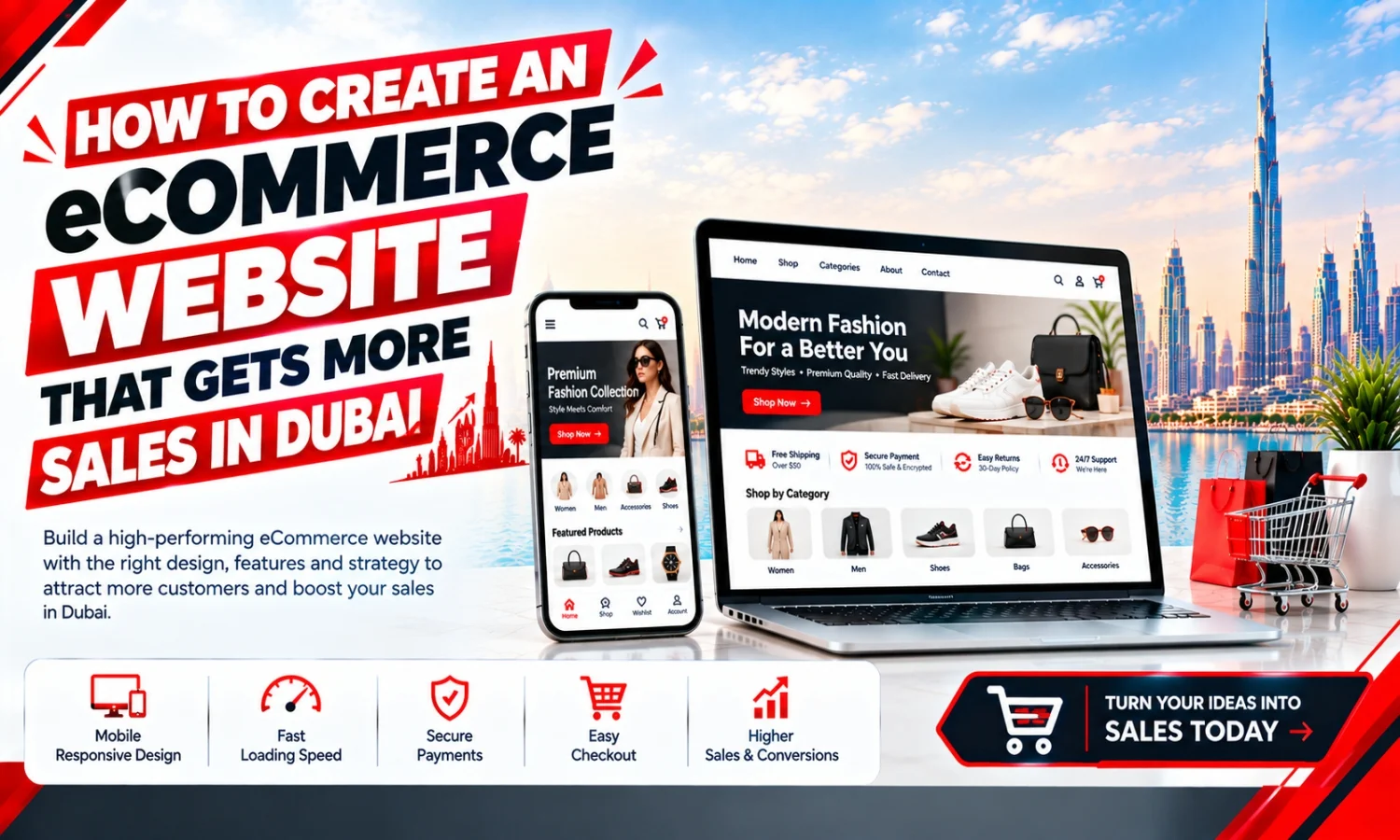 Ecommerce website Development homepage design for a Dubai online store